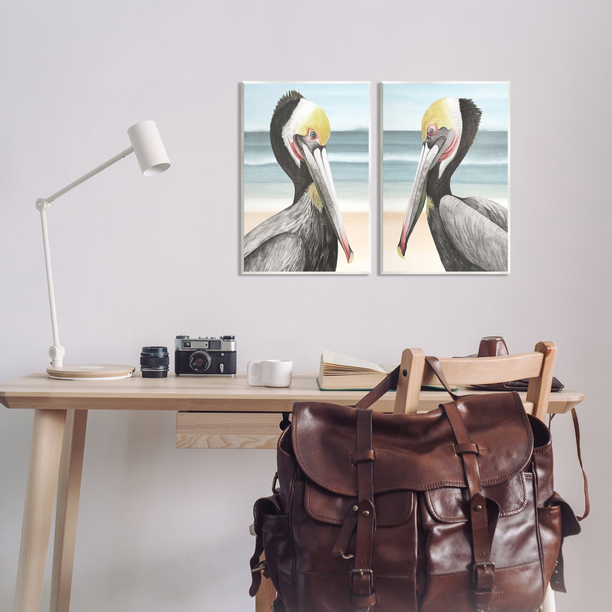 Stupell Industries Pelicans on Beach Animals & Insects Painting Unframed Art Print Wall Art, 13 x 19