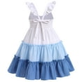 thumbnail image 2 of IBTOM CASTLE Toddler Little Girls Rainbow Twirly Skater Dress Kids Back to School Dress Summer Casual Tea Party Beach Sundress 3-4 Years Blue, 2 of 8