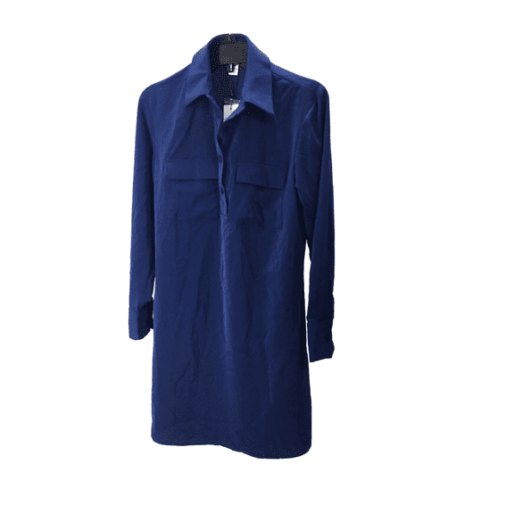$ 119.50 Calvin Klein Women's Collared Long Sleeve Shirt Dress, Royal Blue, Sz 0