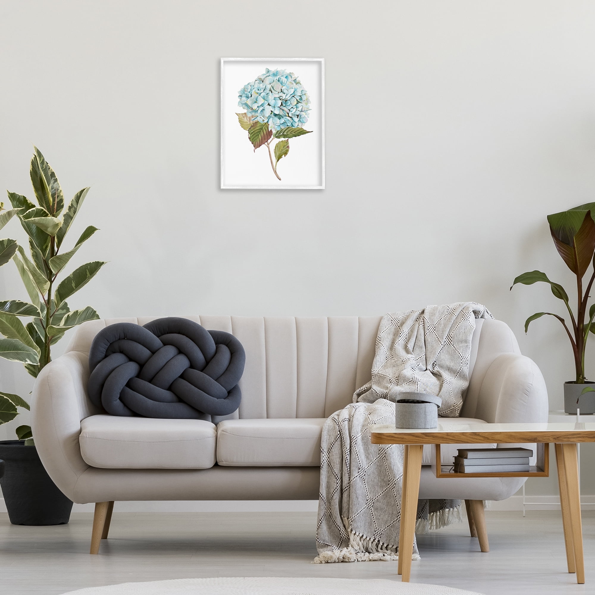 Stupell Industries Simple Hydrangea Bud Botanical & Floral Painting White Framed Art Print Wall Art, 16 x 20