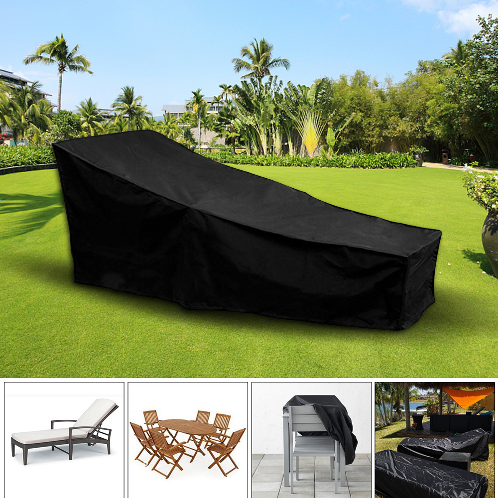 HOTBEST 2 Pcs Outdoor Chaise Lounge Chair Cover Waterproof Patio Furniture Pool Lounge Chair Covers Protector Heavy Duty Premium 82”Lx30”Wx31”H (Black) - image 2 of 8
