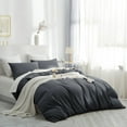 thumbnail image 3 of IR Imperial Rooms 3 Piece Queen Duvet Cover Soft Microfiber Button Closer Charcoal Color All-Season, 3 of 10