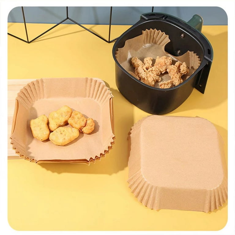 50pcs Air Fryer Disposable Paper Liner Square Non-Stick Steamer Mat Baking Tools  Airfryer Parchment Tray