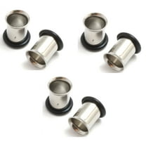3 PAIRS Single Flare Steel ear stretching Tunnels Gauges Plugs - sizes=14g 12g 10g