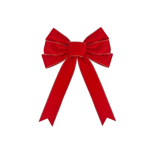 Velvet Ribbon Christmas Red Swallowtail Bow Decoration Wires Trims Flocking Bow