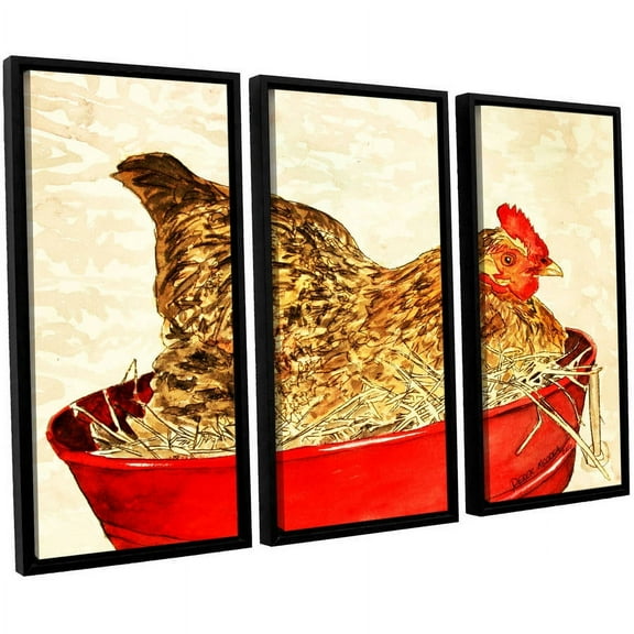 ArtWall Derek Mccrea "Hen" 3-Piece Floater-framed Canvas Set