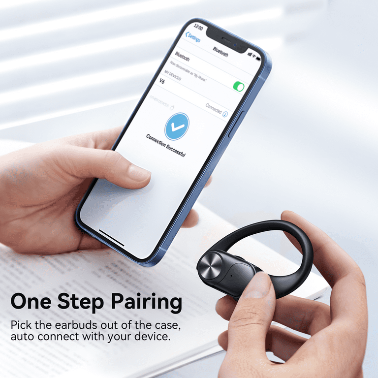 VEAT00L V6 Bluetooth Headphones Wireless Earbuds 88Hrs Playback Sport Ear Buds with Earhook Digital Display Charging Case IPX7 Waterproof Earbud Deep