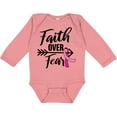 thumbnail image 3 of Inktastic Breast Cancer Awareness Faith over Fear with Pink Ribbon and Arrow Girls Long Sleeve Baby Bodysuit, 3 of 5