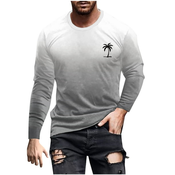 Blusas y camisas de manga larga y cuello redondo para hombre, camisetas casuales con estampado de moda y cuello redondo, blusas de licra de manga corta para hombre.
