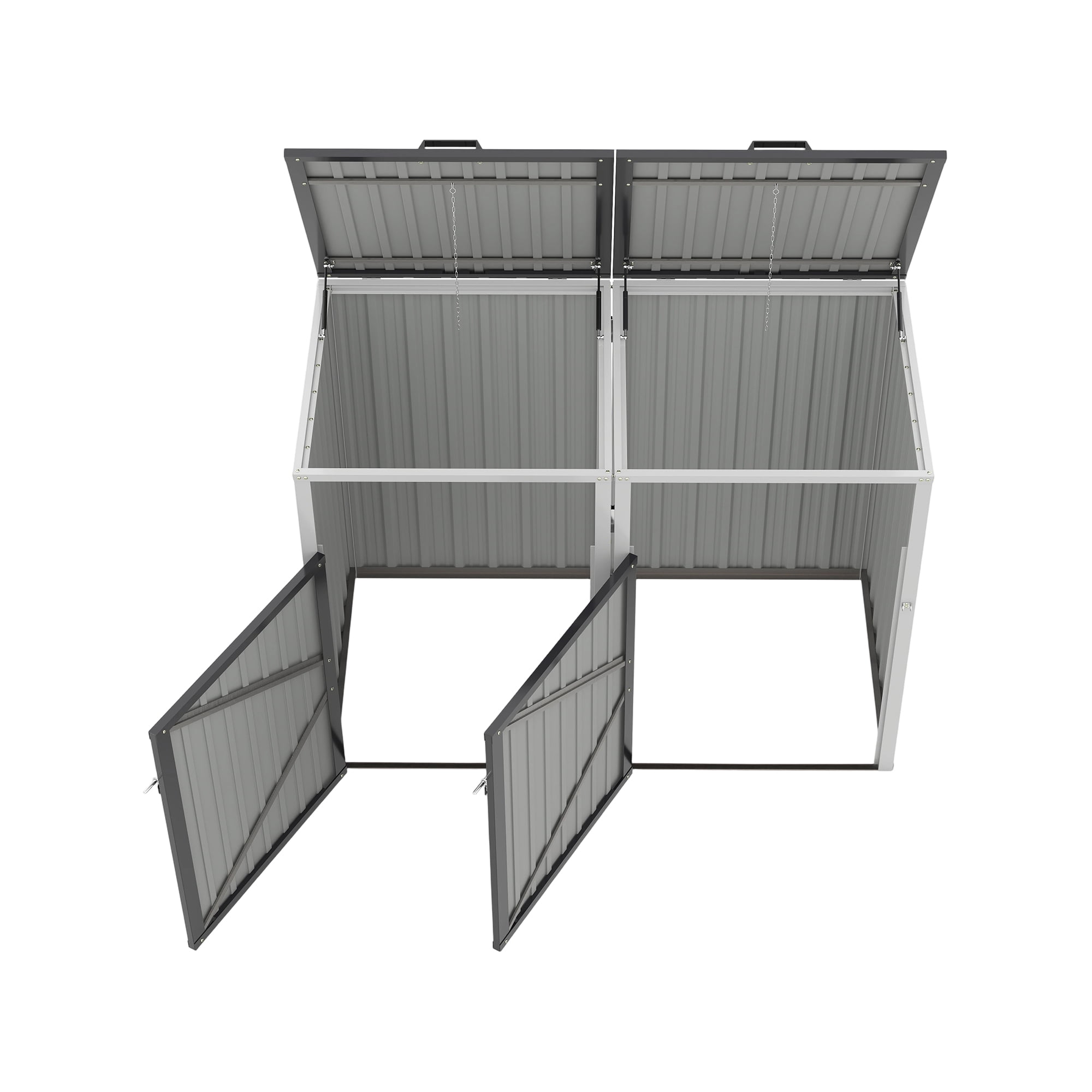 Royard Oaktree Metal Garbage Can Shed for 2 Trash Cans, 54 Cu.Ft Outdoor Storage Shed with Lockable Doors & Waterproof Lid Chain, Bike Sheds & Outdoor Storage for Patio, Garden, Backyard, Dark Grey