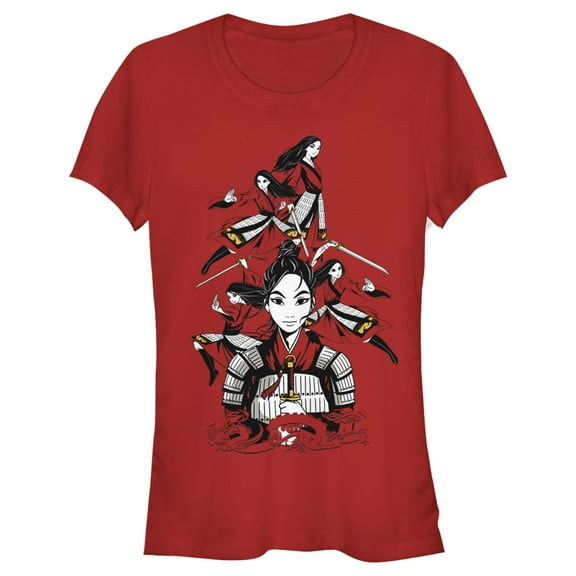 Junior's Mulan Ready for Battle  Graphic Tee Red Medium