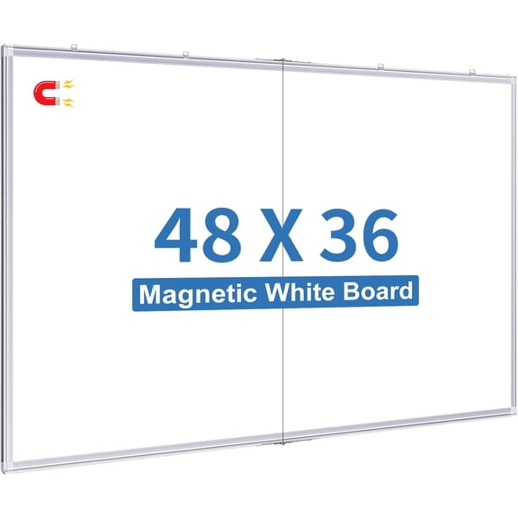 Magnetic Whiteboard Dry Erase, 48 x 36 inch Large White Board for Wall, Foldable Aluminum Frame Hanging Whiteboards for Home Classroom Office