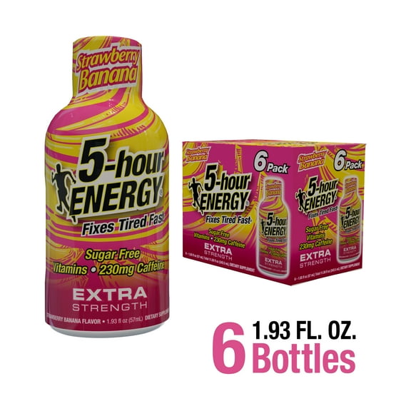 5-Hour ENERGY Shot, Extra Strength, Strawberry Banana, 6 Count
