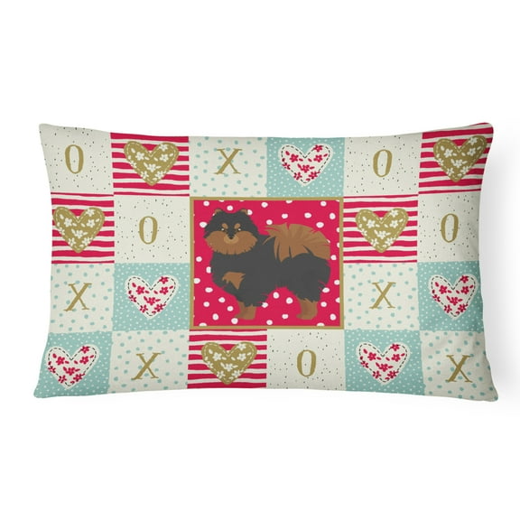 Carolines Treasures CK5878PW1216 Pomeranian 2 Love Canvas Fabric Decorative Pillow, Red, 12H x16W, multicolor