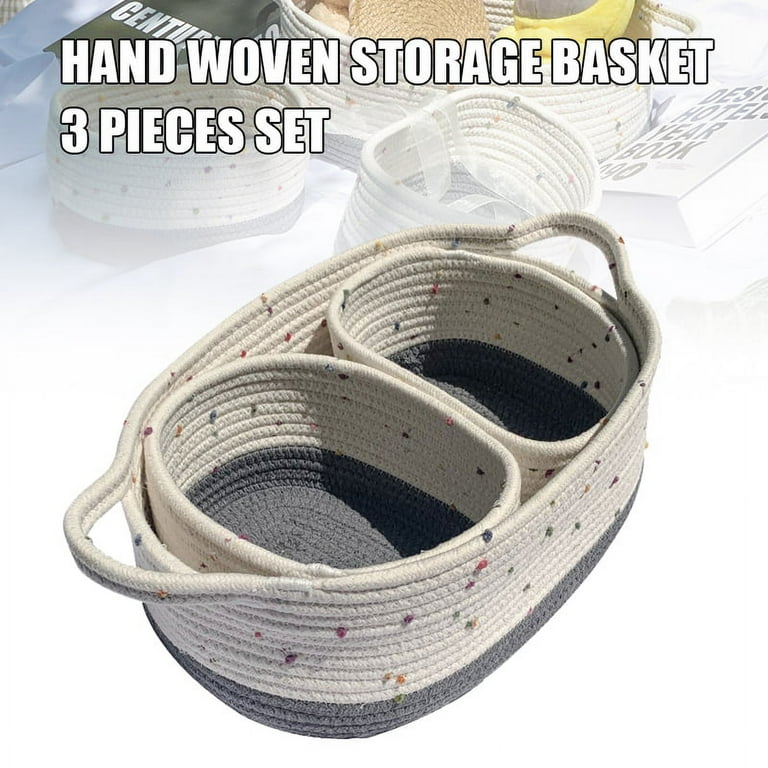 3PCS Cotton Rope Storage Baskets Mega Size Extra Large Storage Basket For Toys Towel Blanket Basket In Living Room