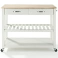 thumbnail image 3 of Bowery Hill 2-Drawer Wood Kitchen Cart Island in White/Natural, 3 of 9
