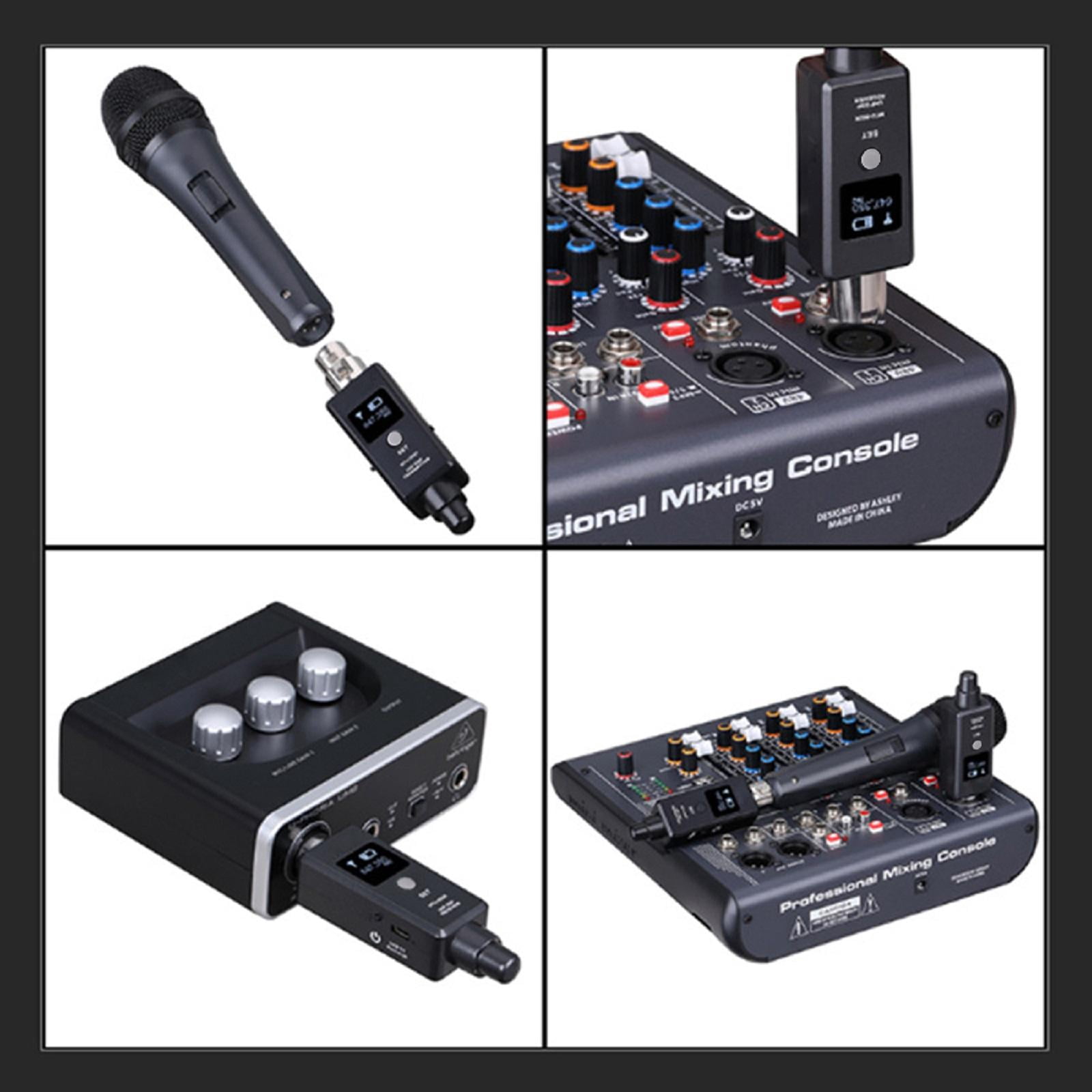 NATEFEMIN Wireless Microphone System with XLR Adapter for Mixers, USB Charging, Long Range, 15 Channels