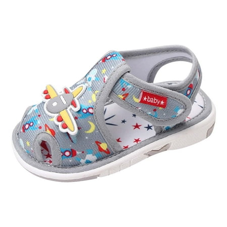 

Bjutir Summer Children Toddler Shoes Girls Sandals Flat Bottom Non Slio Open Toe Breathable Soft Cartoon Space Pattern