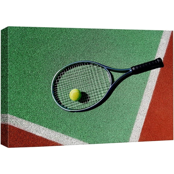 wall26 Canvas Wall Art Print Set Tennis Racket & Ball on The Court Sports Athletes Photography Modern Art Modern Scenic Colorful Ultra for Living Room, Bedroom, Office - 24"x36"