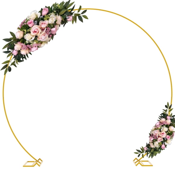 Wokceer 9.5FT Large Circle Balloon Arch Stand Gold Metal Round Wedding Photo Booth Backdrop Floral Ring Background Decoration for