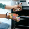 thumbnail image 2 of Pioneer Flower Floral Print Pattern Kitchen Oven Mitt and Pot Holder Sets 2 Pcs for Baking, Cooking and Grilling, Heat Resistant Up To 392 °F, 2 of 7