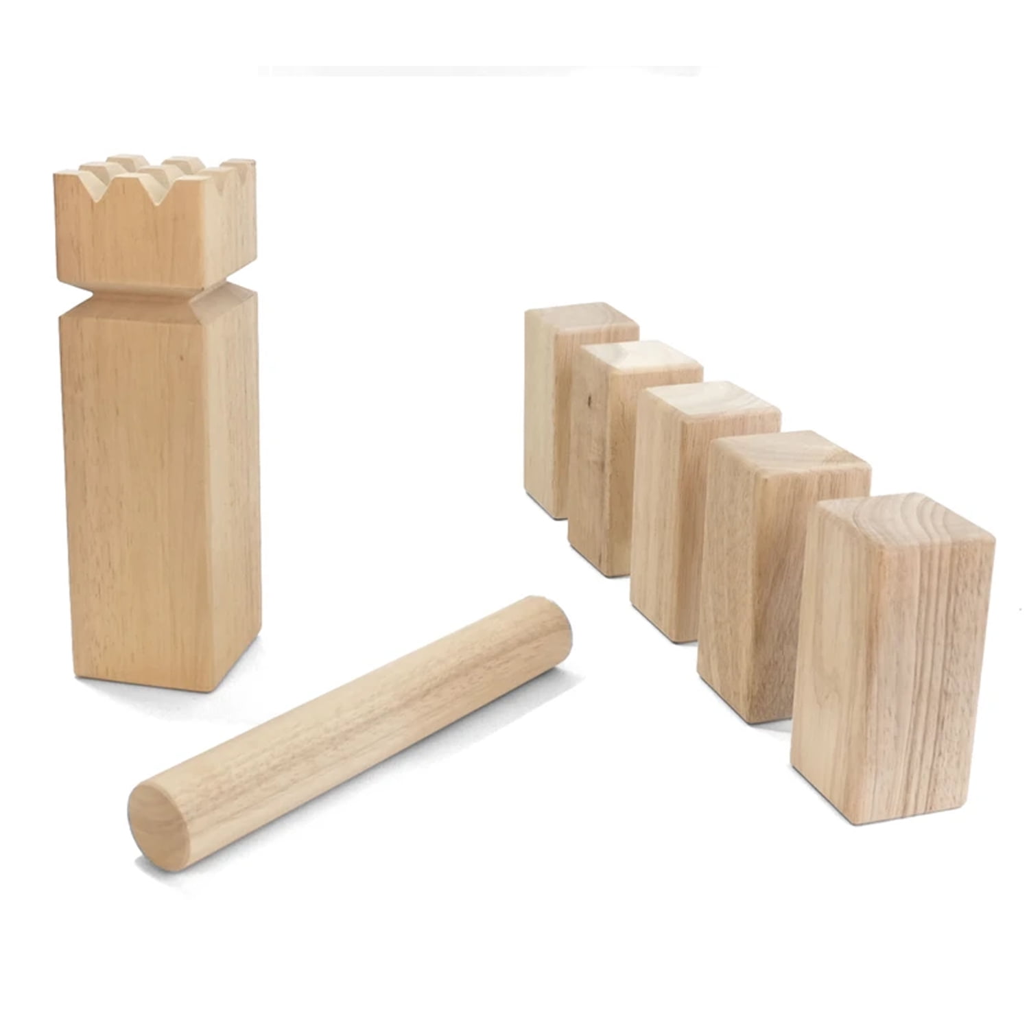 Rally and Roar Kubb Yard Game Set - Rubberwood or Pinewood - Fun,  Interactive Outdoor Family Games - Durable Blocks with Travel Bag