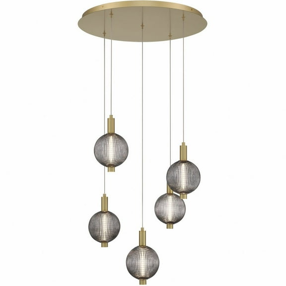 47208-018 Eurofase Lighting Palmas - 54.6W 5 LED Chandelier-10 Inches Tall and 24 Inches Wide-Gold Finish