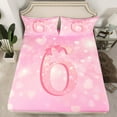 thumbnail image 2 of Homewish Cute Cartoon Bowtie Queen Sheet Sets,Number 6 Flat Sheet,Pink Bow Ribbon Queen Fitted Sheet For Girls Kids,Super Cozy Room Decor,4pcs, 2 of 7