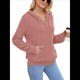 thumbnail image 1 of Sudadera de Lana Extragrande con Capucha y Colores Contrastantes para Mujer, de Punto, con Cuello en V, Informal, con Bolsillos Rosa XL, 1 of 9
