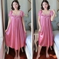 thumbnail image 2 of Women Sexy Sleepwear Silk Satin Short Sleeve Nightgown Robes Night Dress Nightie, 2 of 5