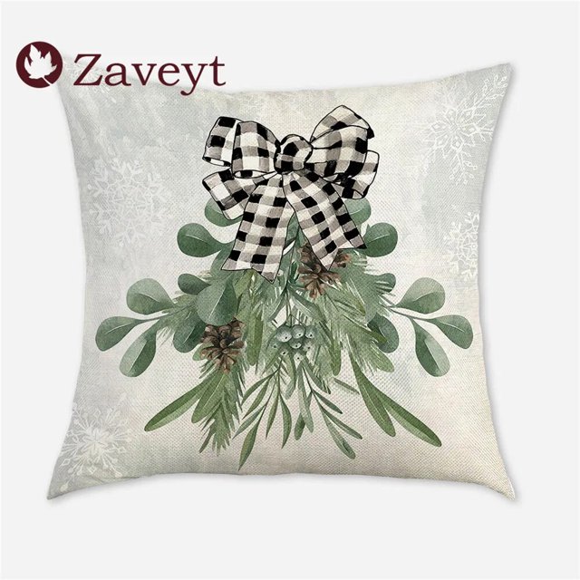Funda de almohada de celosía verde de 16/18/20/24 pulgadas, cubierta decorativa de Navidad, alce, muñeco de nieve, árbol de Papá Noel, funda de cojín para sofá