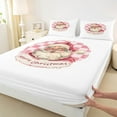 thumbnail image 3 of Manfei Cute Santa Claus Twin Sheet Sets for Teen, Merry Christmas Twin Fitted Sheet, Cartoon Pink Plaid Buffalo Flat Sheet, Lightweight Room Decor, 3-Piece, 3 of 7