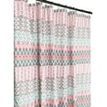 thumbnail image 3 of Serafina Home Grey, Beige, Coral, And Pink Bohemian Geometric Stripe Fabric Shower Curtain, 3 of 6