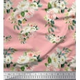 thumbnail image 1 of Soimoi Pink Moss Georgette Fabric Leaves & Ranunculus Floral Print Fabric by the Yard 44 Inch Wide, 1 of 3