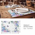 thumbnail image 3 of Placemats Set of 6, Spring Flowers Woven Placemat, Linen Place Mats for Kitchen/Dining Tables, Watercolor Floral Butterflies Botanical Washable Table Mats for Party, 3 of 8