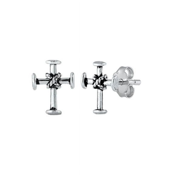Rope Cross Stud Earrings, Sterling Silver 925, Christian  Jewelry