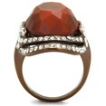 thumbnail image 3 of Luxe Jewelry Designs Women's Coffee Light Ion Plated Stainless Steel Ring with Orange Synthetic, 3 of 4