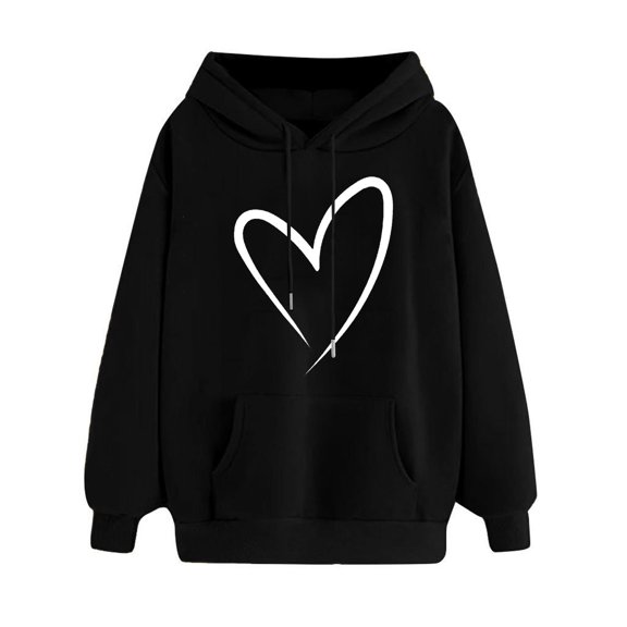 Black and Friday Deals Hueook Sweatshirts for Women Fall Winter Pullover Hoodies for Women Plus Size Long Sleeves Fashion Printed Loose Womens Blouse Tops with Pocket Casual Sweater Top