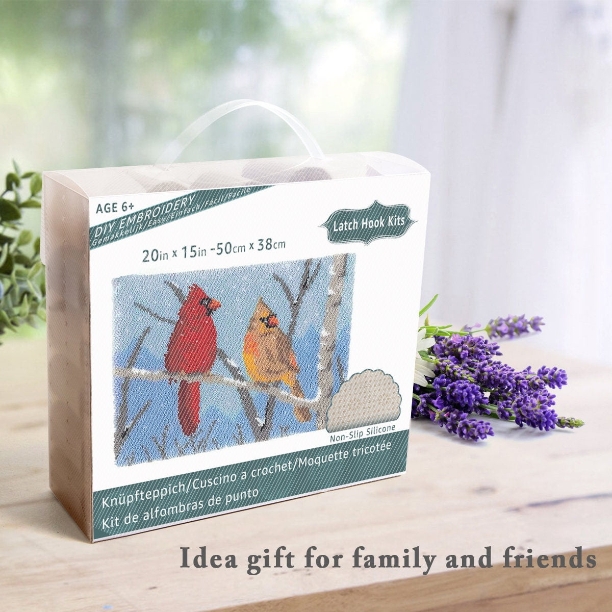 Latch Hook Rug Kits Embroidery DIY Two Birds Pattern Crochet Needlework Crafts for Adults and Kids Beginners 20"x 15"