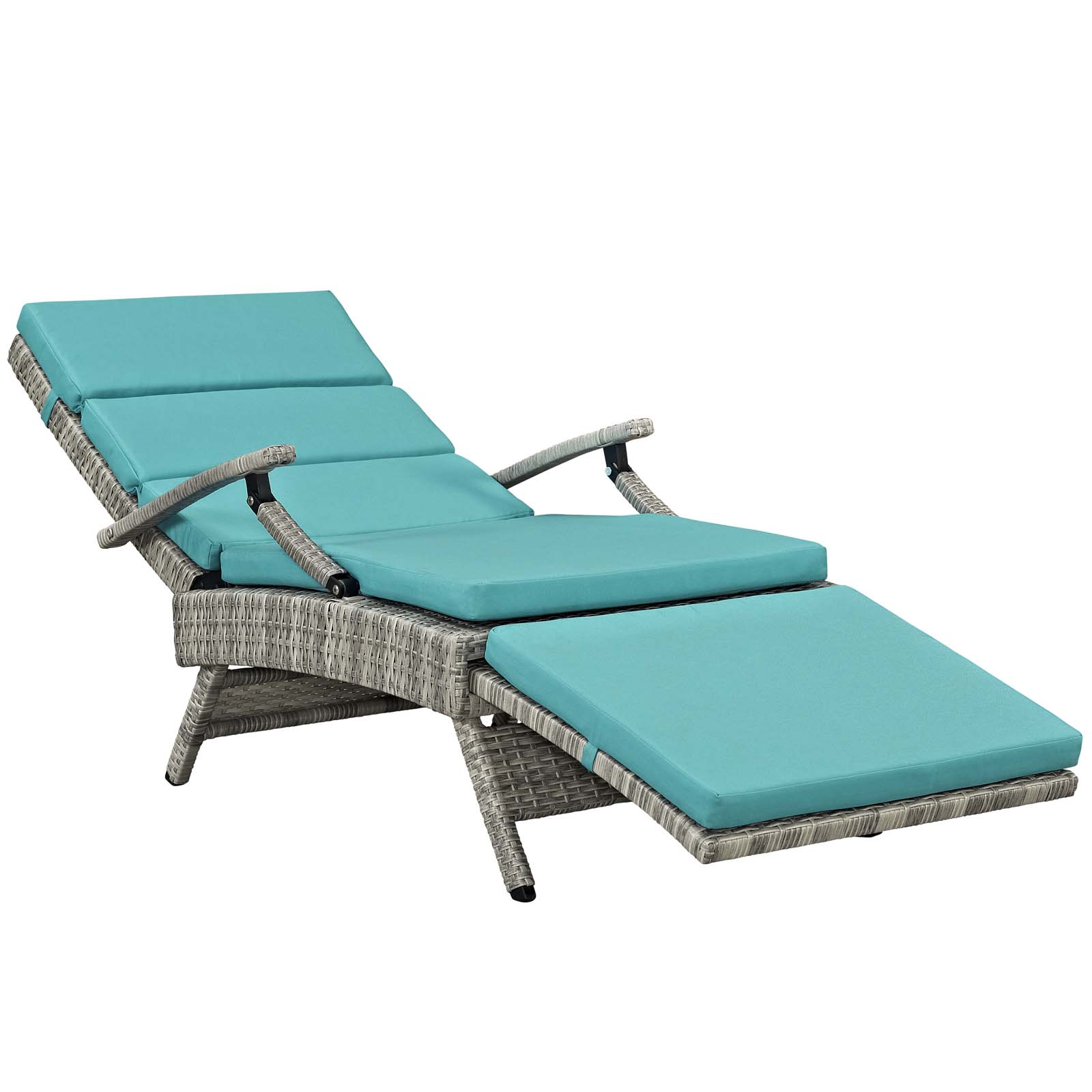 Modway Envisage Chaise Outdoor Patio Wicker Rattan Lounge Chair in Light Gray Turquoise - image 5 of 10