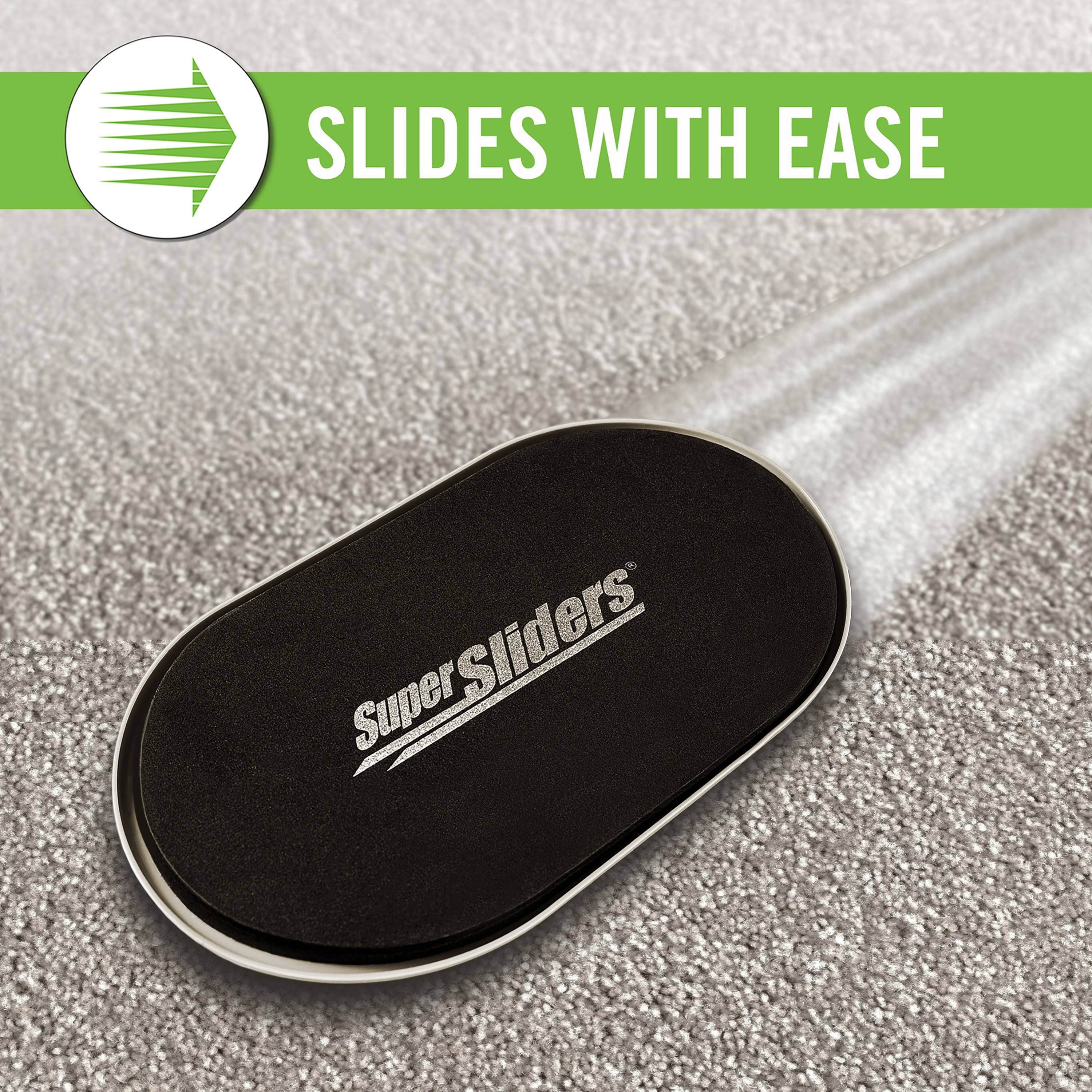 Super Sliders 3-1/2" x 6" Oval Furniture – 4 Pack, Smooth Plastic Sliders for Carpeted Surfaces (Beige)