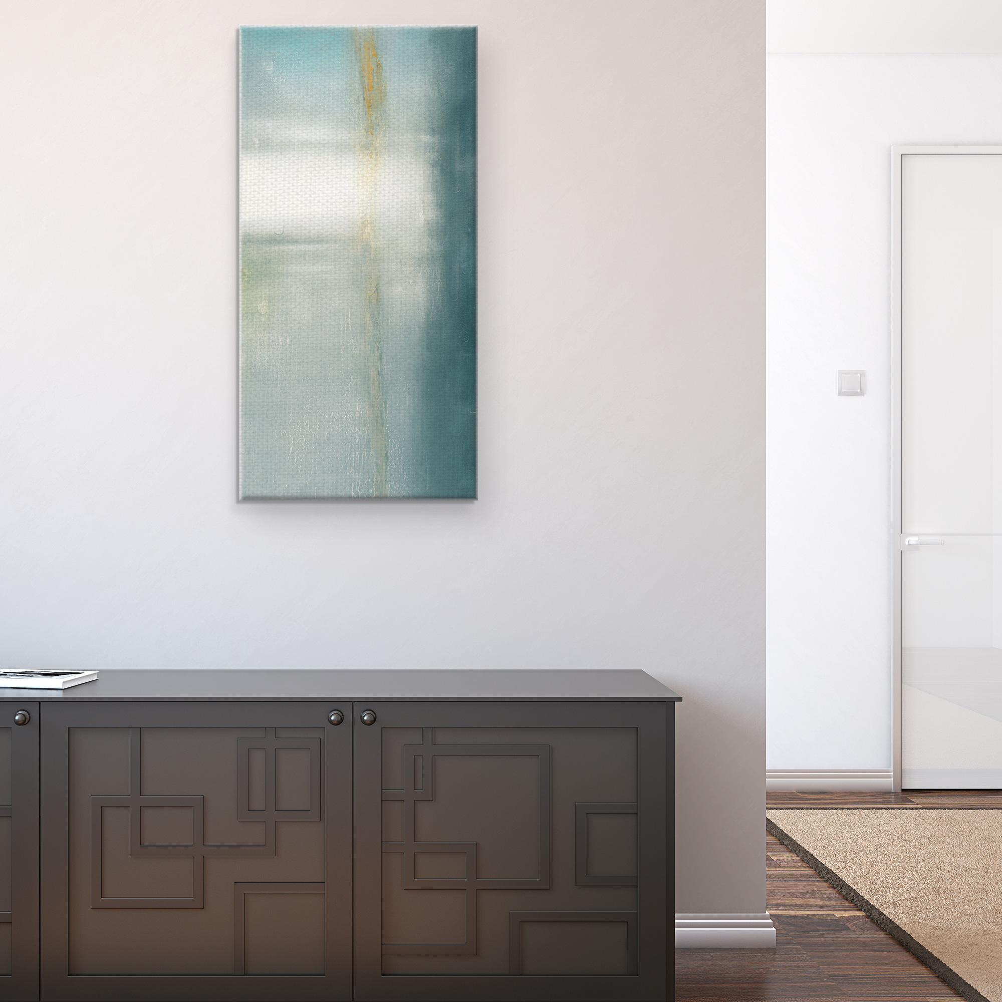 Masterpiece Art Gallery Vibration Turquoise Abstract By Gregory Garret Canvas Art Print 17" x 34"