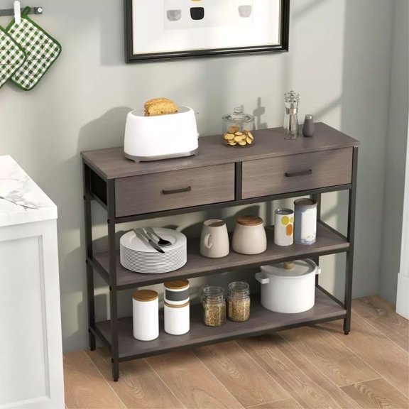 Auranook Console Entryway Table Sofa Side Table w/ Folding Fabric Drawers for Living Room