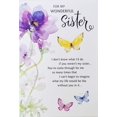 thumbnail image 1 of Tarjeta de Felicitación para Cumpleaños de Hermana con Mariposas y Flores Moradas, 1 of 2
