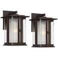 thumbnail image 2 of Franklin Iron Works Fallbrook Collection Rustic Farmhouse Outdoor Wall Light Fixtures Set of 2 Bronze 11 3/4" Clear Frosted Double Glass for Exterior, 2 of 8