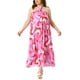 thumbnail image 1 of Vestido de verano para mujeres de tallas grandes Agnes Orinda para el Día de la Madre, estampado colorido, cuello halter, sin espalda, sin mangas, vestido bohemio para la playa 2X rojo y rosa, 1 of 6