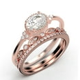 thumbnail image 3 of Gorgeous Art nouvea 2.40 Carat Oval Cut Diamond Moissanite Affordable Engagement Ring, Moissanite Wedding Ring, Two Matching Band in 10k Solid Rose Gold Gift For Her, Promise Ring, 3 of 4