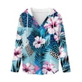 thumbnail image 5 of DISNIMO Sea Turtle Printed Hoodies for Women Hibiscus Flowers Printed Sweatshirts V Neck Pullover Tops Long Sleeve Shirts for Fall Winter, 3XL, 5 of 7