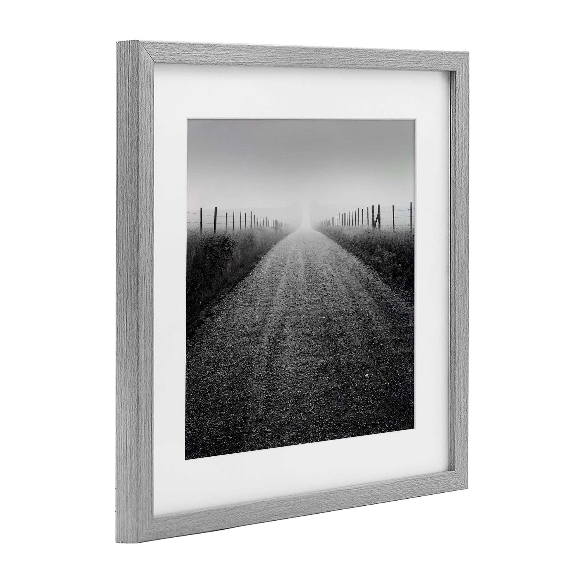 Stupell Industries Country Road in Morning Mist Gray Framed Print Under Glass, design by Chip Forelli