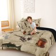 thumbnail image 4 of Castle Fairy Vintage Fishing Gear Tile Queen Comforter Set 3 Pieces,Rod Reel Bass Script Paper Seamless Print Comforter Sets Queen,Sepia Cream,Black Reversible,1 Comforter and 2 Pillowcases, 4 of 6